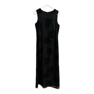 Vintage Causal Corner Black Sheer Floral Maxi Dress // Size 6